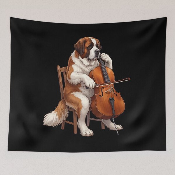 Item preview, Saint Bernard Playing Cello Player Cellist Dog Lover designed and sold by TerryConnells.