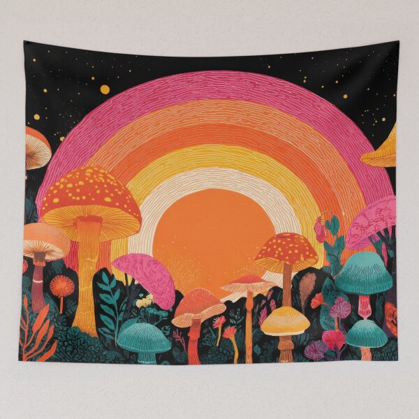 Item preview, Mushrooms beneath a rainbow designed and sold by anytka.
