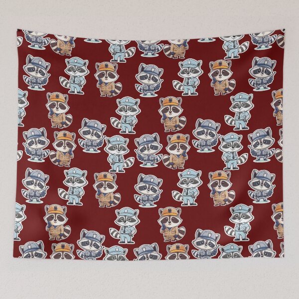 Item preview, Cute Security Guard Raccoon Pattern Cartoon Sticker Design designed and sold by ChernivtsiSkoda.