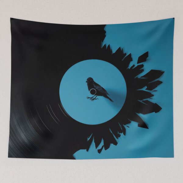Item preview, Bird on vinyl with blue bg designed and sold by anytka.