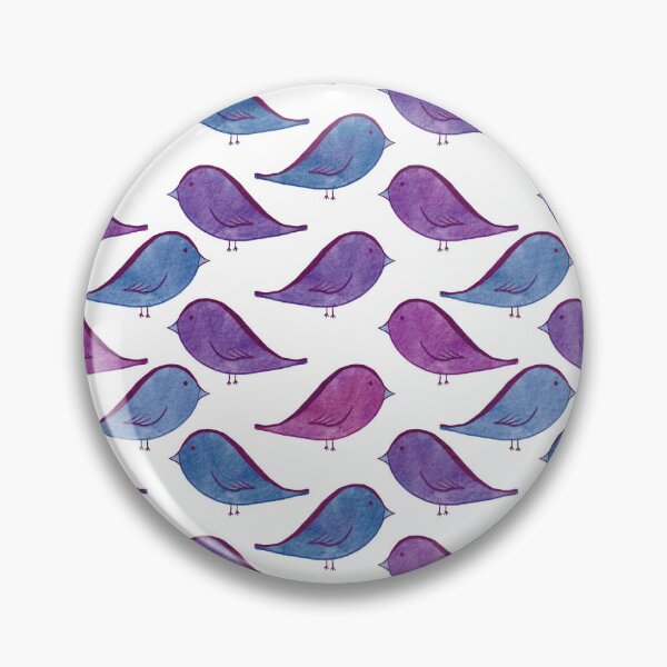 Aperçu de l'œuvre Oiseaux à l'aquarelle dans les tons bleus et violets créée et vendue par CurioEphemeres.