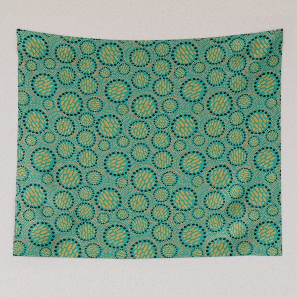 Item preview, Bold shweshwe inspired blooms orange and turquoise designed and sold by phatlizzardart.