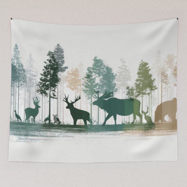 Item preview, Wildlife in a forest at dawn designed and sold by anytka.