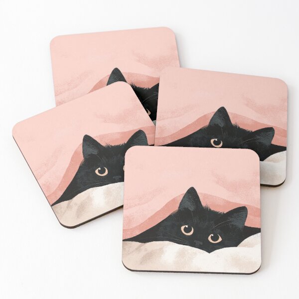 Item preview, Black cat peeking from under blanket designed and sold by anytka.