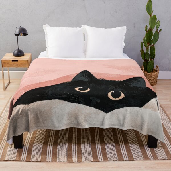 Item preview, Black cat peeking from under blanket designed and sold by anytka.
