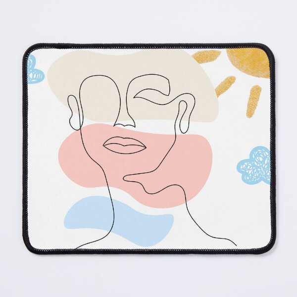 Item preview, Abstract Line Art Face with Sun and Clouds designed and sold by Vega Ed.