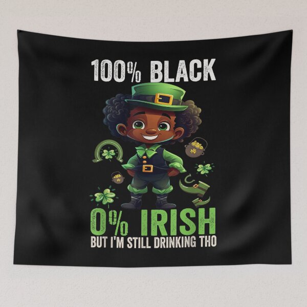 Item preview, Black Leprechaun Drinking Funny Irish St Patricks Humor Graphic Shirt designed and sold by playrify.