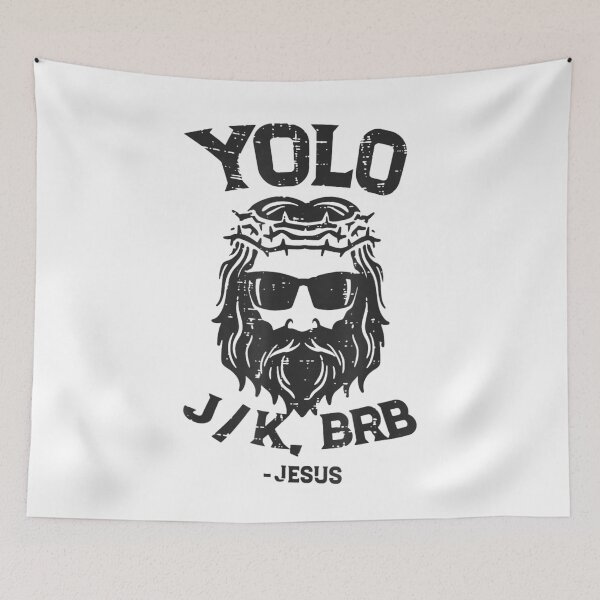 Item preview, Yolo Jesus Brb Christian Meme Funny Faith Graphic Shirt designed and sold by CiranoSkasnot.