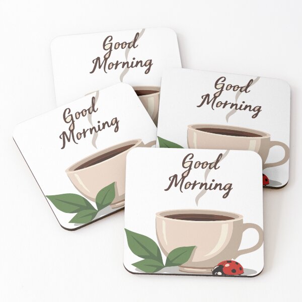 Item preview, Good Morning Coffee with Ladybug and Three Leaves designed and sold by GreenDreamArt.