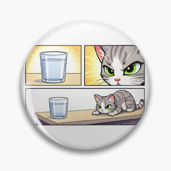 Item preview, Curious Cat vs Water Glass – Funny Cat Comic designed and sold by ClutchCassidyTees.