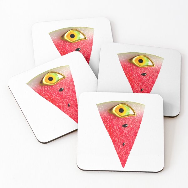 Item preview, Curious Watermelon. Weird Creepy Watermelon With Eye Sticker | Surreal Food Art designed and sold by Bean Bean Cat.