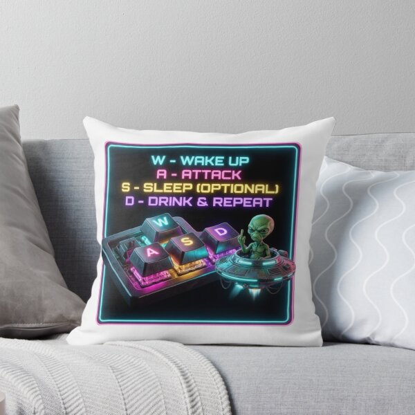 Item preview, Neon WASD Alien Gamer Tee designed and sold by RAGELEVELX.