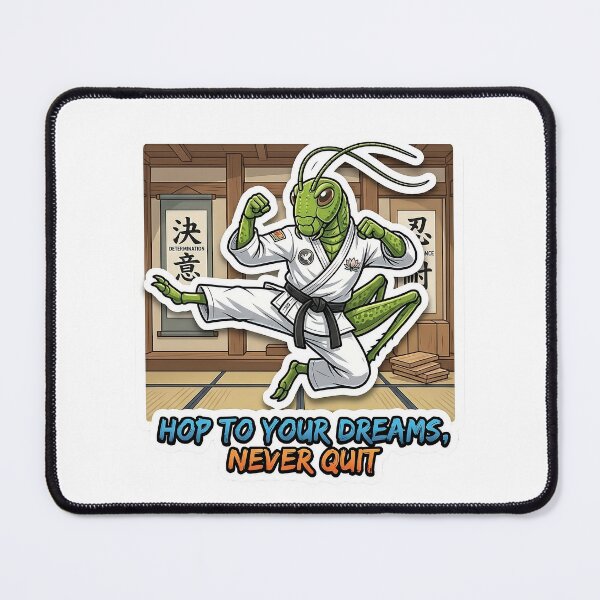 Item preview, Never Quit Karate Grasshopper - Motivational Martial Arts Sticker designed and sold by Desperate Measures.