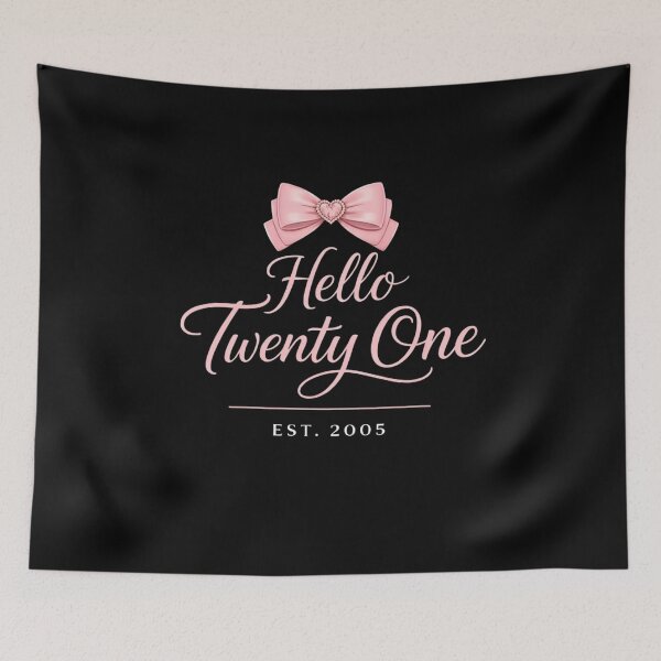 Item preview, Hello Twenty One Est 2005 Pink Bow 21st Birthday Aesthetic for Girls and kids designed and sold by bilal sibgui.