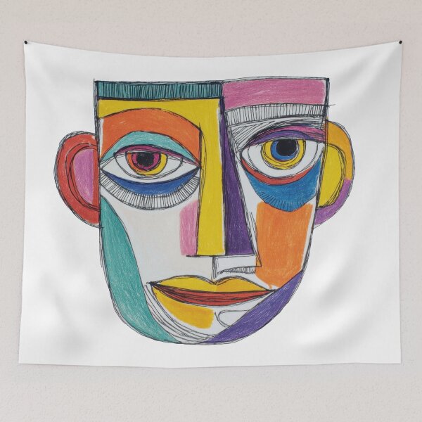 Item preview, Colorful abstract face drawing designed and sold by anytka.