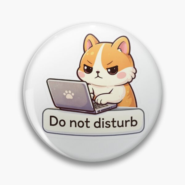 Artikelvorschau, „Bitte nicht stören“-Aufkleber für arbeitende Katze – Lustige Kawaii-Katze mit Laptop (Cartoon) entworfen und verkauft von Dasts Cart.