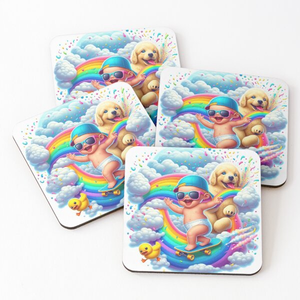 Item preview, Baby Skateboard Rainbow Adventure with Party Pets designed and sold by Mitaudesign.