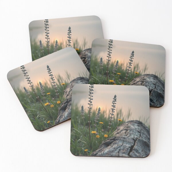 Item preview, Misty Lakeside Sunrise with Wildflowers and Driftwood designed and sold by Vida e Arte.