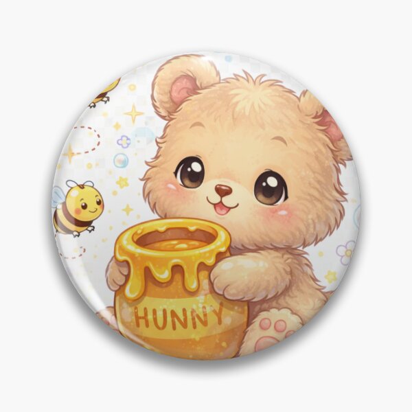 Artikelvorschau, Cute Kawaii Baby Bear With Honey Pot – Adorable Bear Sticker entworfen und verkauft von HappyPixelPrint.