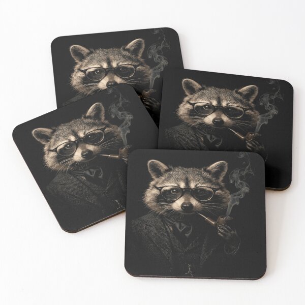 Item preview, Trash Panda Smoking Raccoon with Pipe and Glasses designed and sold by IvayloUzunov.