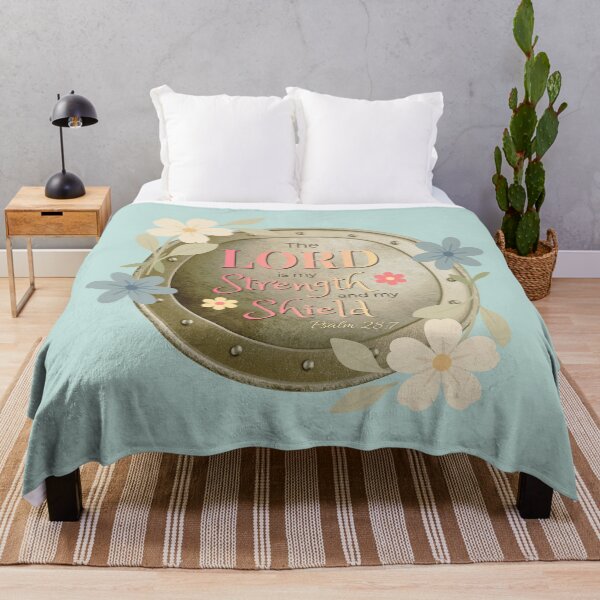 Item preview, Psalm 28:7 – The Lord Is My Strength and My Shield | Christian Floral Shield Design designed and sold by FruitfullyC.
