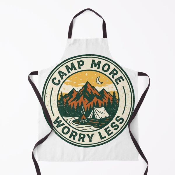 Item preview, Camp More Worry Less | Vintage Camping Campfire Badge designed and sold by CH-4TEE.