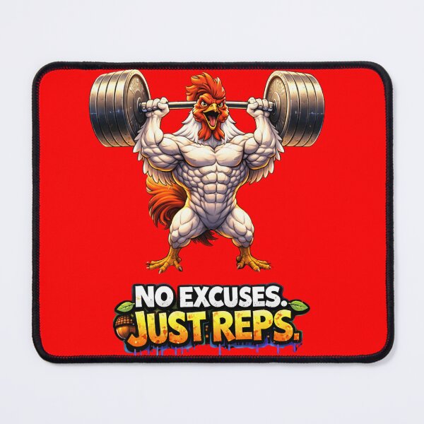 Item preview, No Excuses Just Reps – Funny Gym Rooster Motivation Design designed and sold by Gym4Studio.