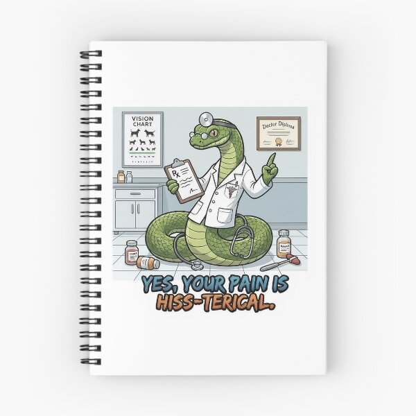 Item preview, Hiss-terical Doctor Snake - Funny Medical Pun Sticker - Quirky Snake M.D. Art designed and sold by Desperate Measures.