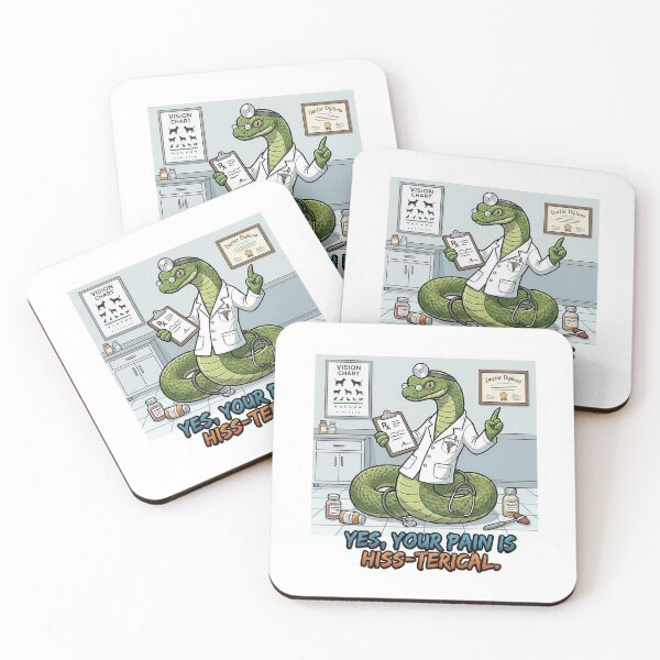 Item preview, Hiss-terical Doctor Snake - Funny Medical Pun Sticker - Quirky Snake M.D. Art designed and sold by Desperate Measures.