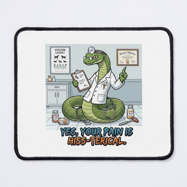 Item preview, Hiss-terical Doctor Snake - Funny Medical Pun Sticker - Quirky Snake M.D. Art designed and sold by Desperate Measures.