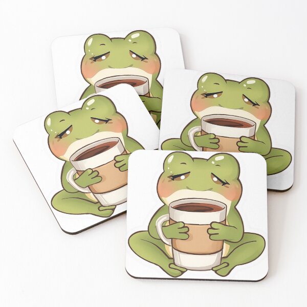 Item preview, Cute Sleepy Frog Drinking Coffee Funny Morning Sticker designed and sold by Bhumika StickerArtist .
