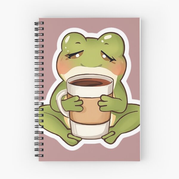 Item preview, Cute Sleepy Frog Drinking Coffee Funny Morning Sticker designed and sold by Bhumika StickerArtist .