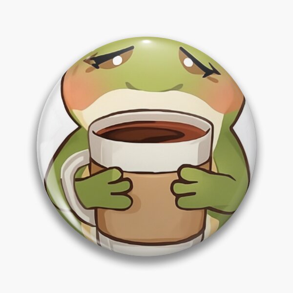 Item preview, Cute Sleepy Frog Drinking Coffee Funny Morning Sticker designed and sold by Bhumika StickerArtist .