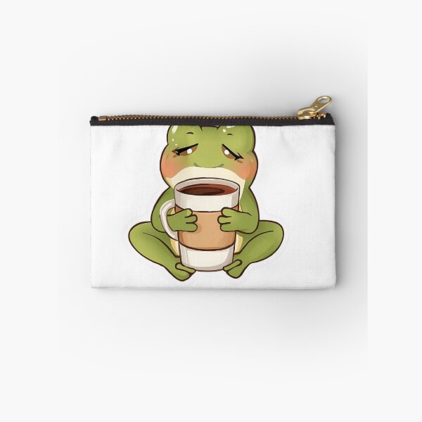Item preview, Cute Sleepy Frog Drinking Coffee Funny Morning Sticker designed and sold by Bhumika StickerArtist .