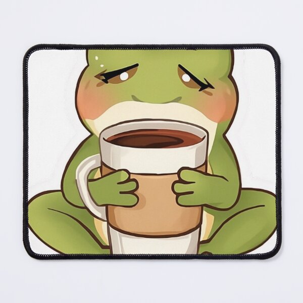 Item preview, Cute Sleepy Frog Drinking Coffee Funny Morning Sticker designed and sold by Bhumika StickerArtist .