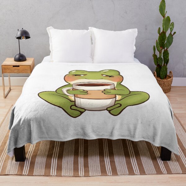 Item preview, Cute Sleepy Frog Drinking Coffee Funny Morning Sticker designed and sold by Bhumika StickerArtist .