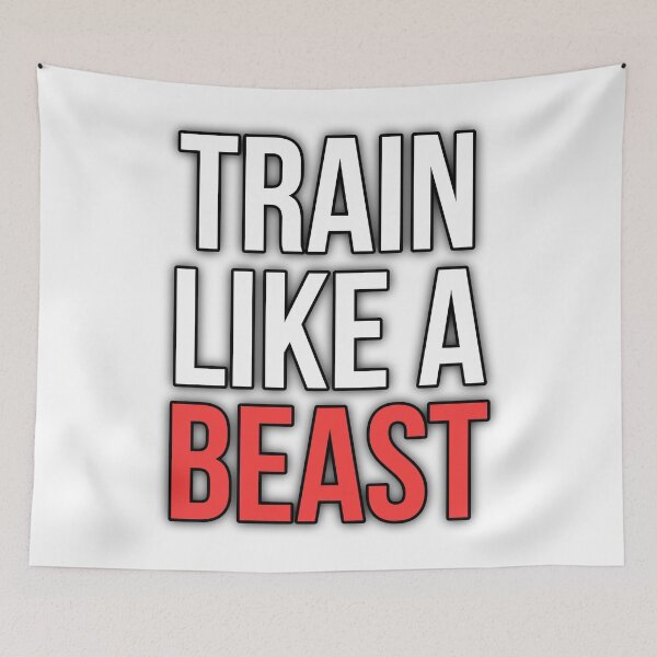 Item preview, Train Like A Beast Gym Motivation Typography Workout Fitness Quote designed and sold by ahfas86.