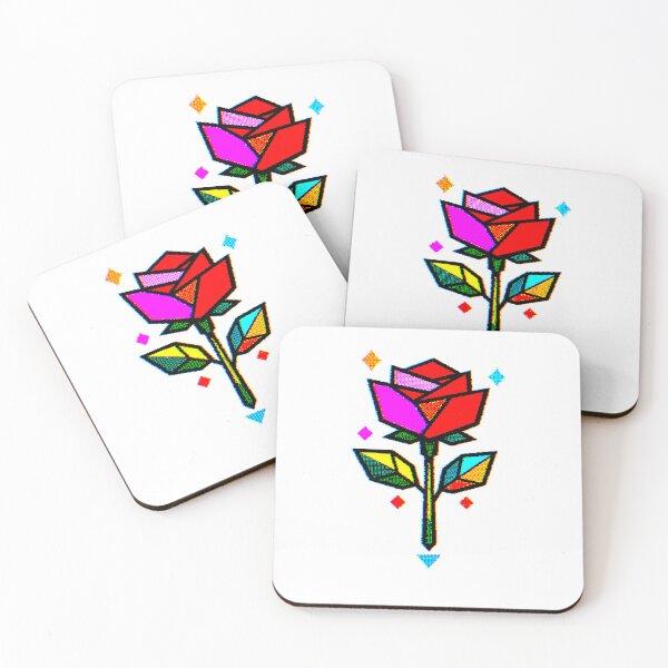 Item preview, Minimalist geometric rose with retro video game style designed and sold by Moonshroomarts.