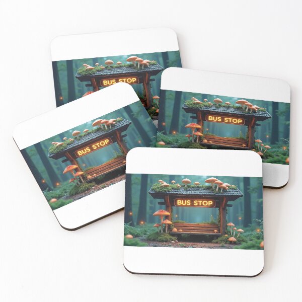 Item preview, Mushroom Bus Stop – Magical Forest Shelter with Glowing Fungi designed and sold by GreenDreamArt.