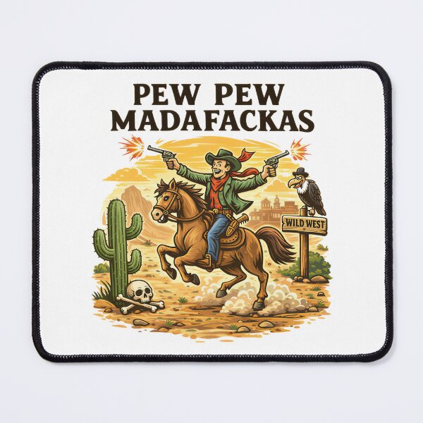 Item preview, Hilarious Retro Cowboy Pew Madafakas designed and sold by Blok45.