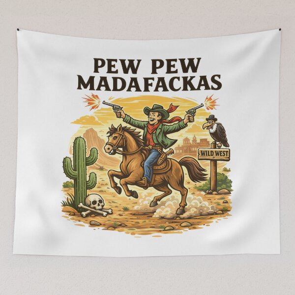 Item preview, Hilarious Retro Cowboy Pew Madafakas designed and sold by Blok45.