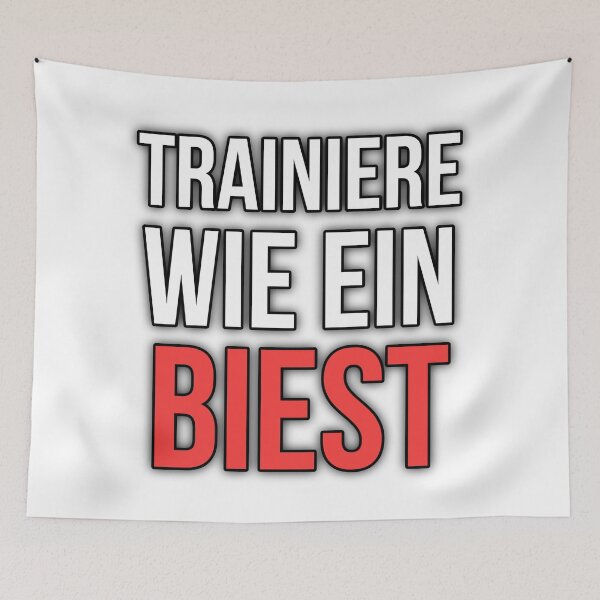 Item preview, Trainiere wie ein Biest Fitness Motivation Gym Spruch Bodybuilding Typografie designed and sold by ahfas86.