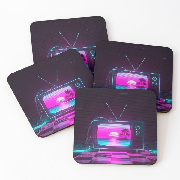 Item preview, Neon Synthwave Sunset in a Retro TV designed and sold by powersunlight.