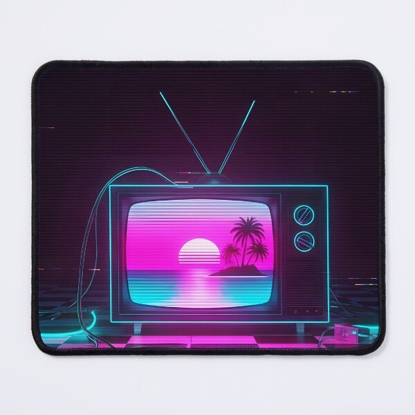 Item preview, Neon Synthwave Sunset in a Retro TV designed and sold by powersunlight.