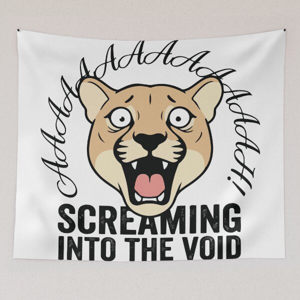 Item preview, Cougar Screaming Into The Void Camping Anxiety Meme designed and sold by Petzzz.