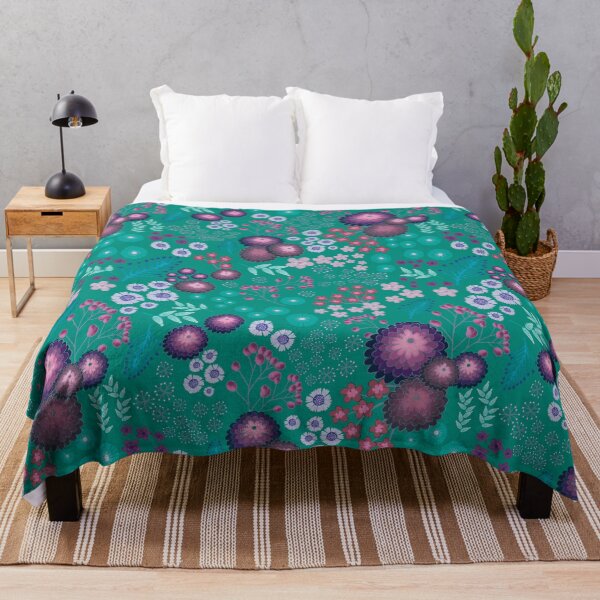 Item preview, Enchanted Emerald blue Whimsical Meadow designed and sold by phatlizzardart.