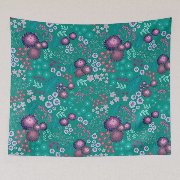 Item preview, Enchanted Emerald blue Whimsical Meadow designed and sold by phatlizzardart.