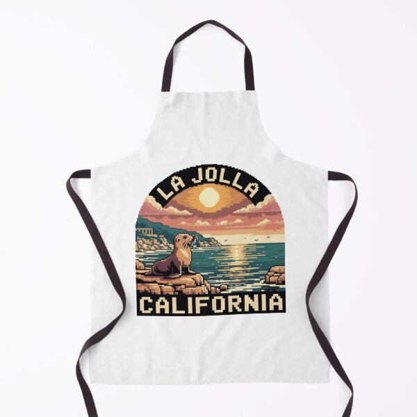 Item preview, La Jolla Cove California: Sea Lion Pixel Art Retro Sunset designed and sold by CircinusStore.