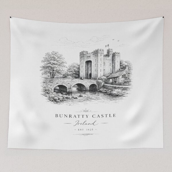 Item preview, Bunratty Castle Ireland – Historic Irish Castle Vintage Travel designed and sold by Rough Sketches – Ireland Inspired Art.