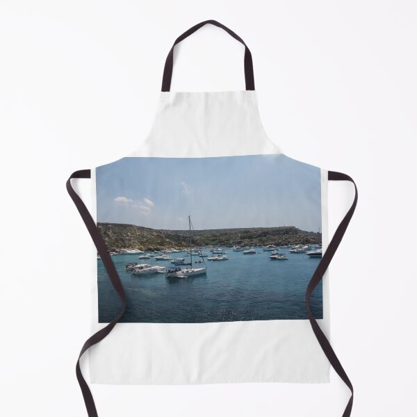Item preview, Boats and Yachts Anchored in a Turquoise Bay by a Rocky Coastline on a Sunny Summer Day designed and sold by Nmallia.